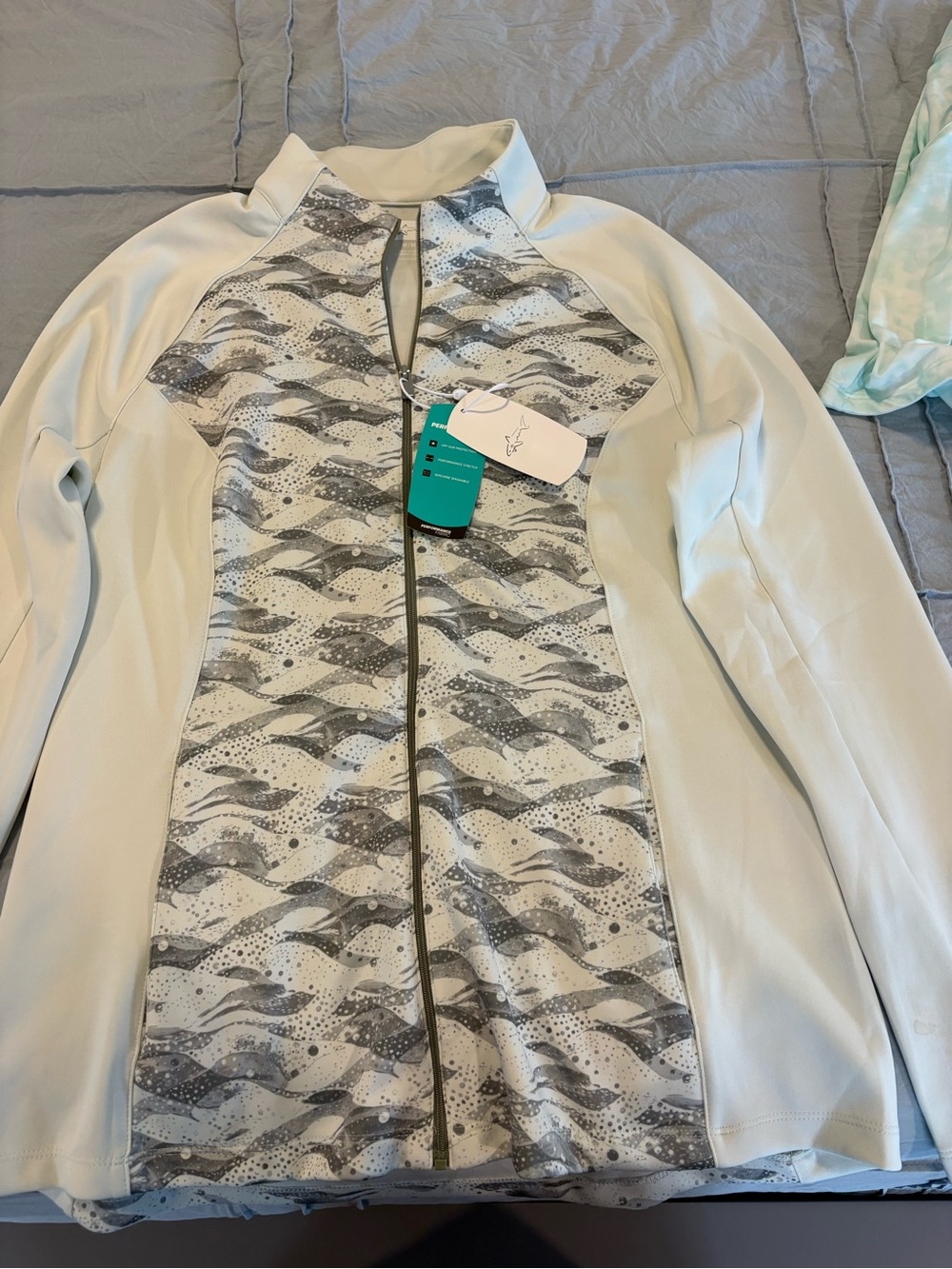 Light Gray Patterned Women's Zip-Front Jacket